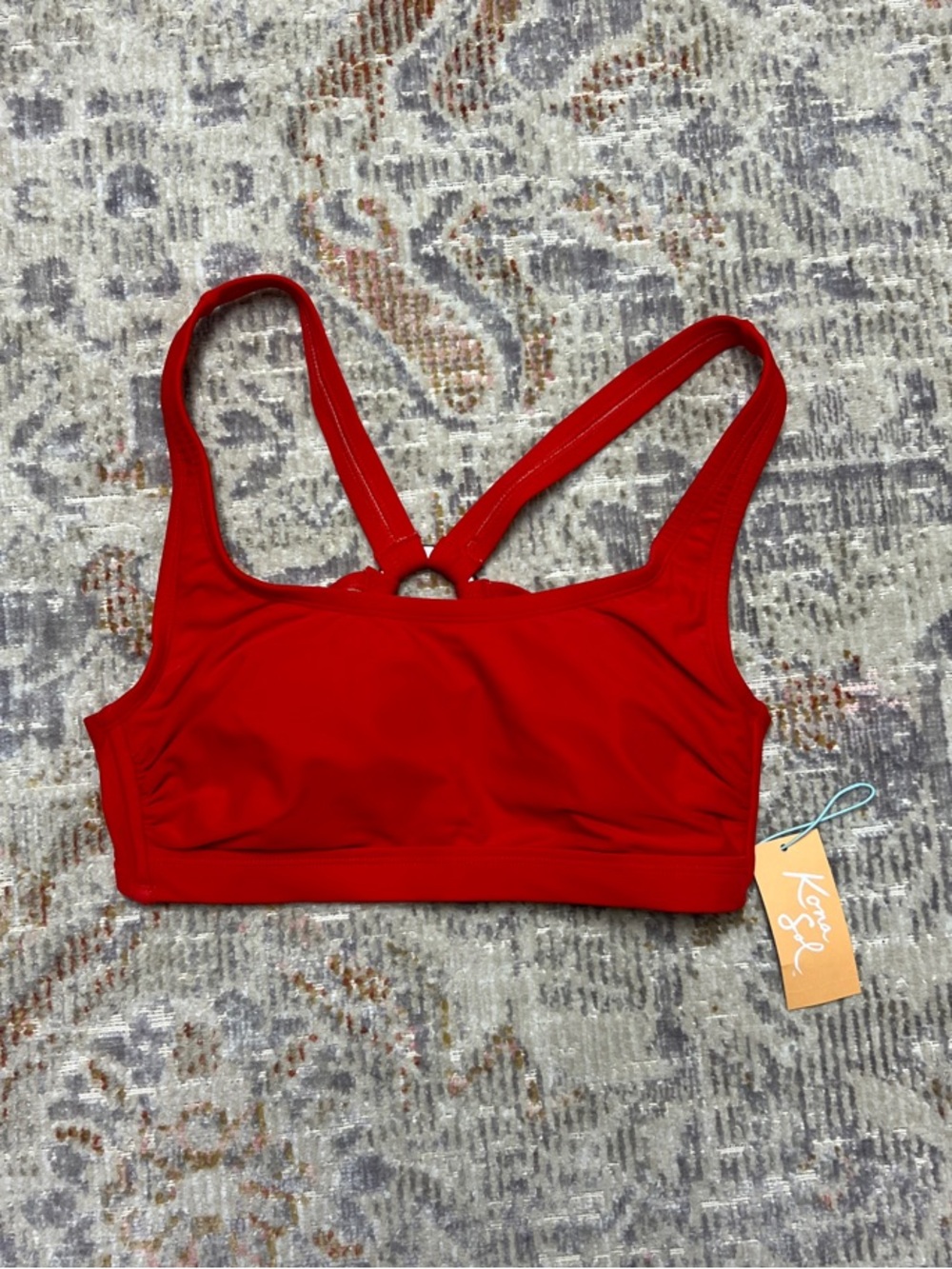 NWT Kona Sol Bright Red Ring-Back Bikini Top